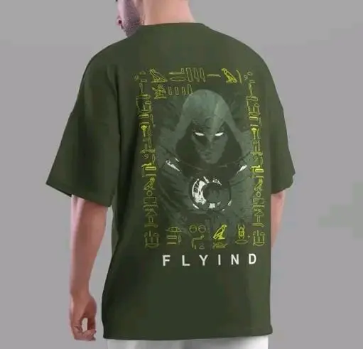 Shadow Glyph-Deep Olive Oversized Tshirt